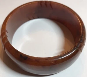 "BRAZALETE BRAZALETE VINTAGE BAQUELITA CERVEZA RAÍZ ESTRIADA 24 MM - 2,5"" DIÁMETRO INTERIOR" - Imagen 1 de 12