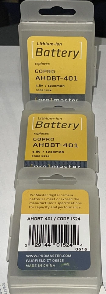 (Paquete de 3) PROMASTER #1524 Batería de reemplazo de iones de litio Li-on en GOPRO AHDBT-401 Foto 1 de 1