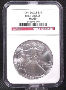 1991 Silver Eagle NGC MS69 First Strikes Label #6-194 - Picture 1 of 2