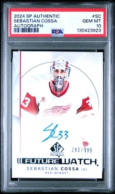 2024 UD SP Authentic Sebastian Cossa Future Watch Auto RC PSA 10 Gem Mint 999 sc - Image 1 of 2