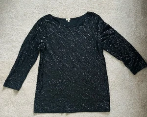 J Crew Top Damen Medium Pailletten glitzernd Langarm Party Cocktail Bluse - Bild 1 von 4