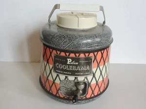 NOS Coolerama Poloron Tartan MCM Water Cooler Retro Jug Grey Pink Camping Trip - Picture 1 of 11