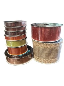 The Ribbon Boutique 9 Pc Lot New Warm Neutrals Various Widths Fall Autumn Colors - Picture 1 of 7