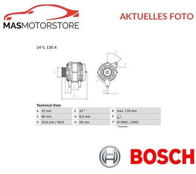 LICHTMASCHINE GENERATOR BOSCH 0 986 049 061 P FÜR CITROËN JUMPER 2.8L - Image 1 of 4