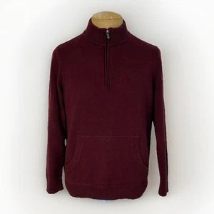 LL Bean Pullover Herren Medium Burgund Viertelreißverschluss Baumwolle Kaschmirmischung Pulli - Bild 1 von 4