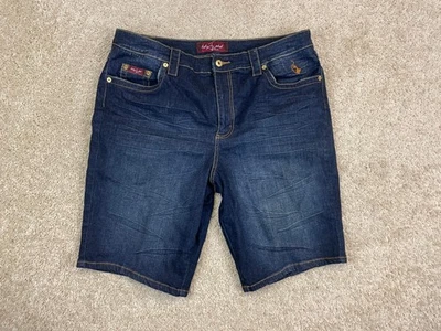 Vintage Baby Phat Bermuda Shorts Womens 36 Stretch Denim Button Zip Pockets Blue - Image 1 of 4