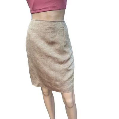 Elements by Escada Tan Metallic Straight Above Knee Skirt Size 38/ US 8 - Image 1 of 4
