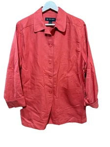 Sun Moda Linen Blend Jacket Women’s Medium Coral Oversized Arty Boho Shacket - Picture 1 of 4