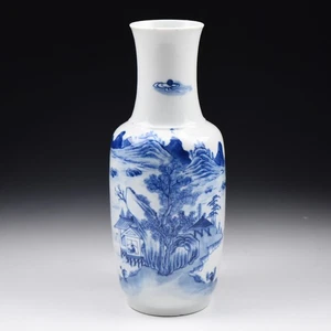 Antique Chinese Porcelain Vase with Blue and White Scenic Views - Picture 1 of 7