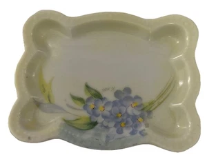Vintage Nippon handbemalt Schmuckschale mit Blumenmuster gewellte Kanten 4 1/2" - Bild 1 von 5