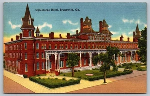 Oglethorpe Hotel Brunswick GA Vintage Linen Postcard by Tichnor Bros - Picture 1 of 2