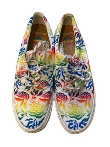 NWOB WOMENS SIZE 10 SPERRY CREST VIBE RAINBOW PRINT PEACE SNEAKERS PRIDE - Picture 1 of 5