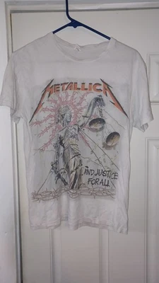 Camisa De Colección Metallica Bay Island Para Hombre Grande Blanca Y Justicia Para Todos  Foto 1 de 4