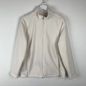 Laura Scott Sport XL Fleece Jacket Full Zip Pockets Solid White Woman - Picture 1 of 4