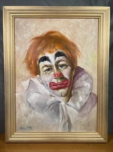 Trauriger Clown gerahmt Öl auf Leinwand 21” x 27,5” - Bild 1 von 10