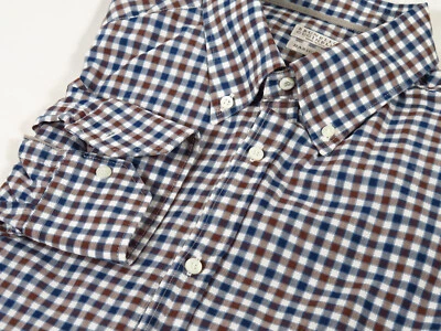 Brunello Cucinelli Blue and Red Textured Gingham 100% Cotton Shirt, XL, Italy - Image 1 of 4