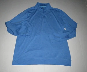 Johnnie O 1/2 Zip Performance Pull Over Blue Striped Long Sleeve Shirt Size XL - Picture 1 of 4