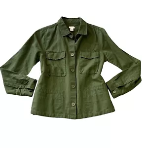 J. Crew Leinen-Baumwolle grün Button Down Jacke Oberteil Gr. XS 126A - Bild 1 von 9