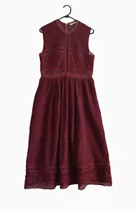Slide Show Burgundy Lace Midi Dress Sz 12 Cotton Fem Romantic Boho Dark Academia - Bild 1 von 9