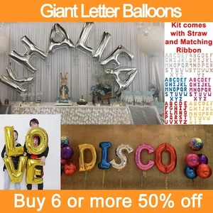 Large Giant Name Foil Letter Number Banner Party Balloons Display Birthday Event - Picture 1 of 14