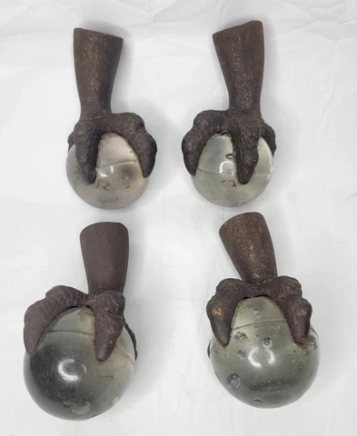 Antique Victorian Ball Claw Cast Iron Primitive Glass Table Leg Feet Hardware 4 Cover