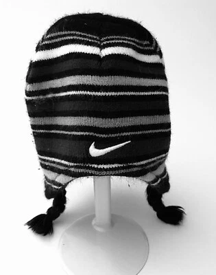 Nike Air infant baby boy one size Jordan Ski Cap Hat Toboggan Black Stripe - Image 1 of 3