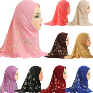 2-6Y New Khimar Girls Kids Hijab Muslim Head Wrap One Piece Amira Instant Shawls - Picture 1 of 74