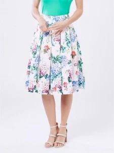 REVIEW stretch cotton blend floral Missing You work prom pocket skirt / sz 10 - Picture 1 of 7