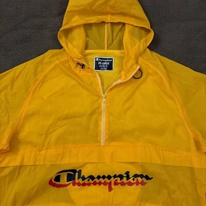 CHAMPION Mens Gold Nylon Lightweight Hooded Windbreaker Rain Anorak Jacket 2XL - Picture 1 of 6