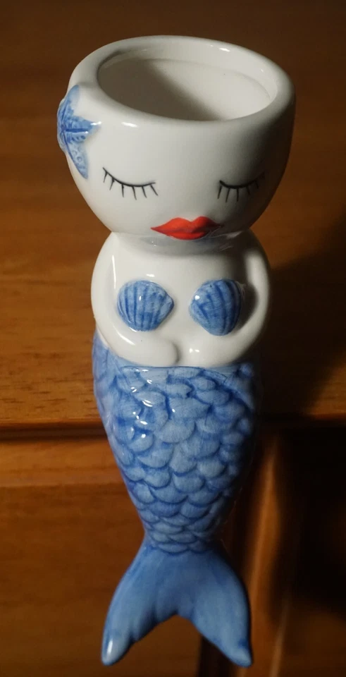 Shelf Sitter Plant Pot Mermaid Girl Statue Figurine Nautical Beach Home Decor - Image 1 of 4