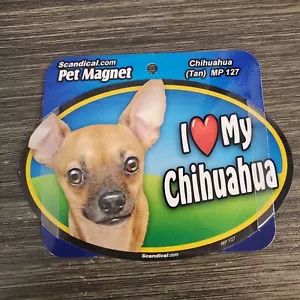 I Love My Chihuahua Tan Dog Magnet For Car, Refrigerator, Locker Oval 6" - Picture 1 of 1