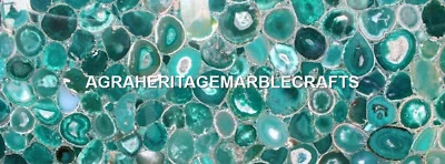 Green Agate Stone Center Dining Table Top Hallway Furniture Kitchen Slab Tables - Image 1 of 4