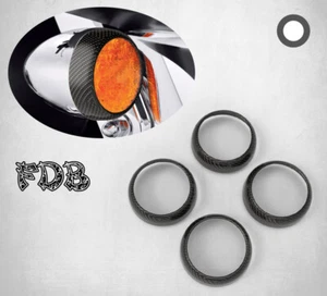 Ajuste Harley TODOS 2-1/4" señal de giro adornos de fibra de carbono real 4 piezas - Imagen 1 de 10
