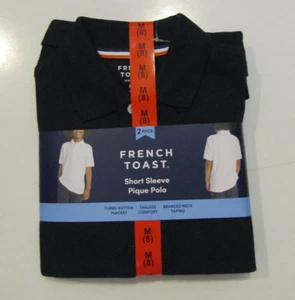 NWT Boys FRENCH TOAST 2 Pack Polo Short Sleeve Pique Shirts Navy Medium 8 - Picture 1 of 3