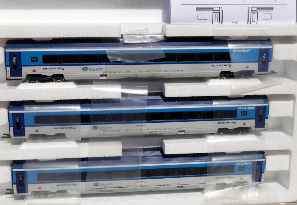 Roco 74068 H0 Set Railjet Vindobona 3 Pièces CD Époque 5/6 LED Éclairage Neuf