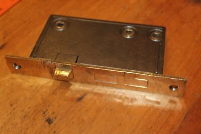 Antigua unidad de perno muerto doble cara de bronce de hierro fundido cerradura de mortaja R-73 Foto 1 de 4