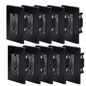 10PCS 20Amp GFCI Outlet Wall Receptacle Tamper Resistant Protection Socket Black - Picture 1 of 12