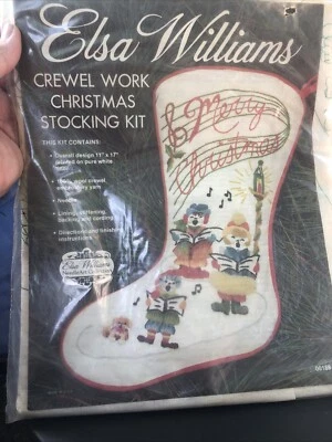 Elsa Williams Christmas Crewel Stitchery Stocking KIT,CAROLLERS,00188,Size 17" - Image 1 of 3