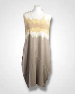 MarlaWynne Sleeveless Balloon Printed Jersey Dress Latte Multi Size S - Picture 1 of 12