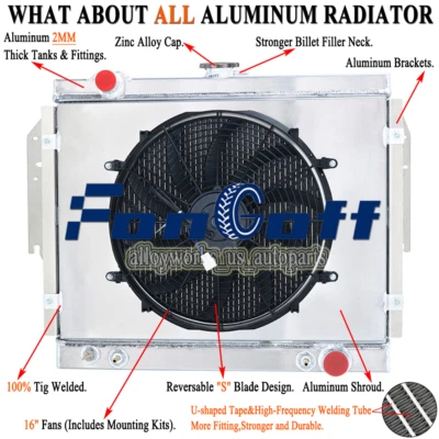 For 79-93 Dodge D150 250 350/W150 250 Ramcharger 5.2L 2 Rows Radiator+Shroud Fan Foto 1 de 4