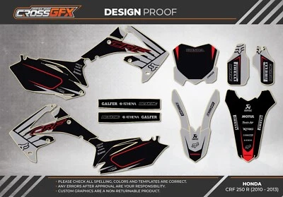 2010 2011 2012 2013 CRF 250R Graphics Kit HONDA CRF250R 250 R Decals Stickers  - Imagem 1 de 4