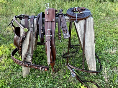 Leaders Premium Leather Driving Harness Brown/White Stitch - Image 1 of 4