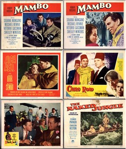 6 Vintage Lobby Cards 1950s FOREIGN INTRIGUE Charlton Heston, Michael Rennie, et