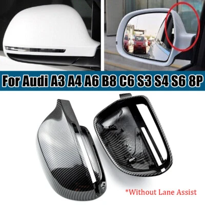 Tapa de cubierta de espejo retrovisor con clip de fibra de carbono para Audi A4 B8 S4 A3 A6 2008-2011 Foto 1 de 4