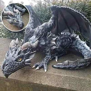 Garten Großer Hockender Drache Skulptur Wächter Statue Gartendrache Skulptur... - Bild 1 von 24