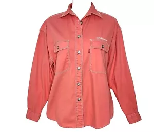 Vintage Levi's Red Tab Melon Denim Shirt Womens Size M Decorative Stitching - Picture 1 of 9