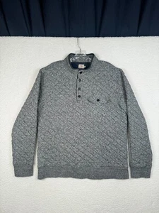 Faherty Epic Pullover in Pile Trapuntato Uomo Grande Grigio Texturizzato Snap Placket - Foto 1 di 10