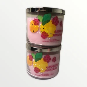 (2) Bath & Body Works 3-Wick Candles 14.5oz. RASPBERRY TANGERINE - Picture 1 of 3