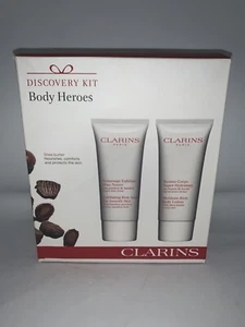 Clarins Discovery Kit Body Heroes Exfoliating Scrub Moisture-Rich Lotion Set  - Picture 1 of 7