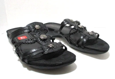 Sandalias BareTraps para mujer 8,5 negras mandy deslizables en cuero adornadas cómodas Foto 1 de 4